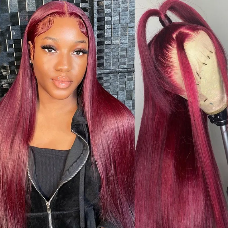 12A Grade 1/2/3PCS 99j Straight Human Hair Bundles 100g/PC Double Weft Hair Extensions Brazilian Virgin Hair Full End