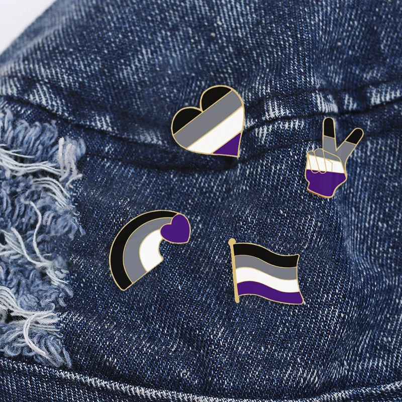 Men Creative Rainbow Flag Heart Victory Shirt Lapel Brooch Fashion Custom Badges Jewelry Gift Asexual LGBT Enamel Pin for Women