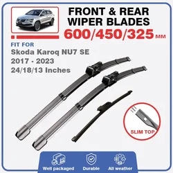 For Skoda Karoq NU7 SE 2017 - 2023 Wiper Blades Front Rear Windshield Windscreen Brushes Window 2018 2019 2024 Car Accessories