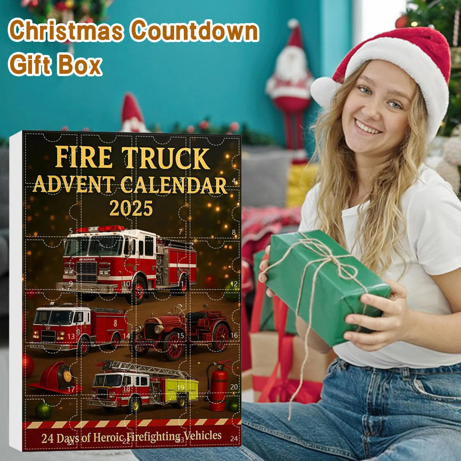 Fun Toys Kids Fire Truck Advent Calendar 2025 24 Days Christmas Countdown Calendar With 24 Different Car For Children Playthings