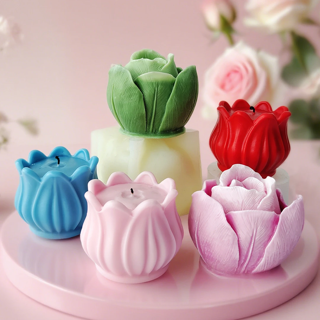 

3D-форма для тюльпанов из силикона, для свечей, ароматерапии, декора, мыла ручной работы, украшения дома, легко снимается