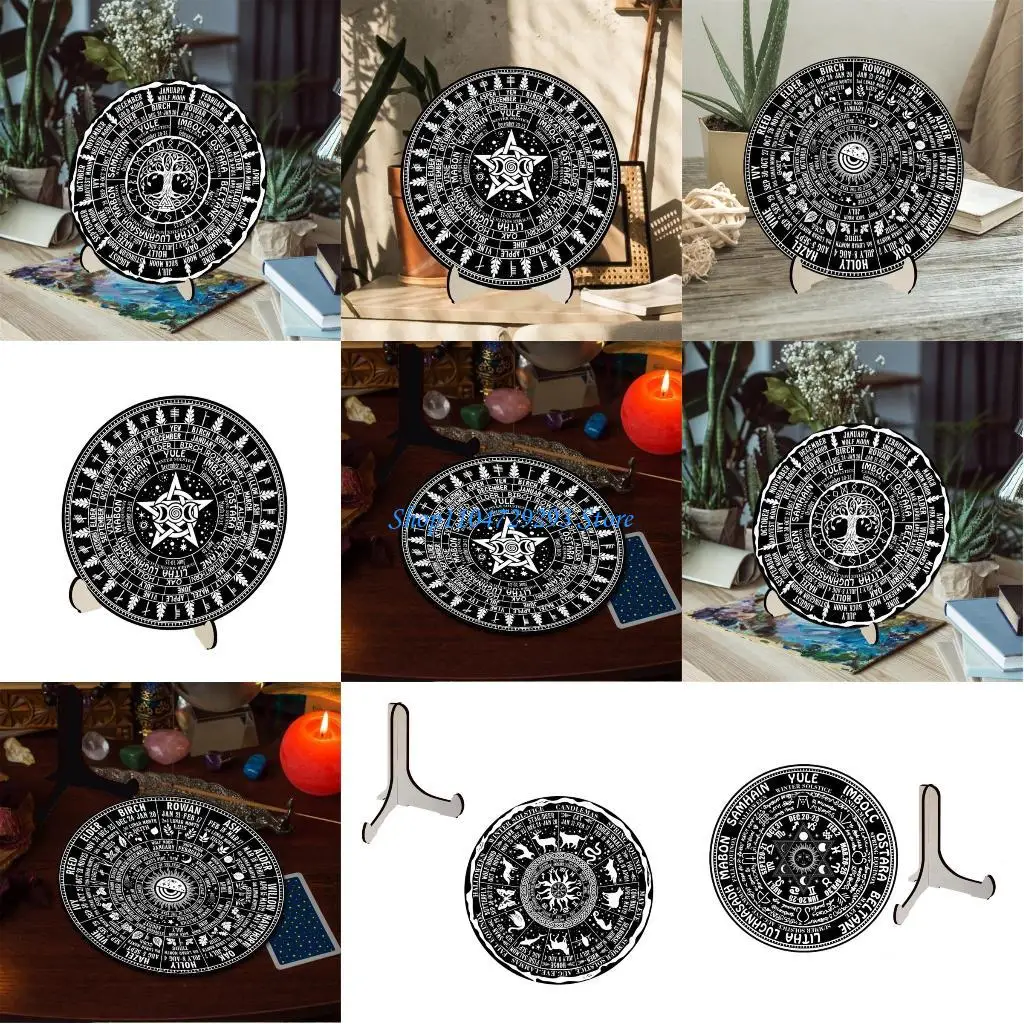 

Y2GD 10" Wiccan Calendar, Sabbats Pagan Witch Sign, Wiccan Holidays, Yule Altar, Sign, Vintage Christmas Sign Decor