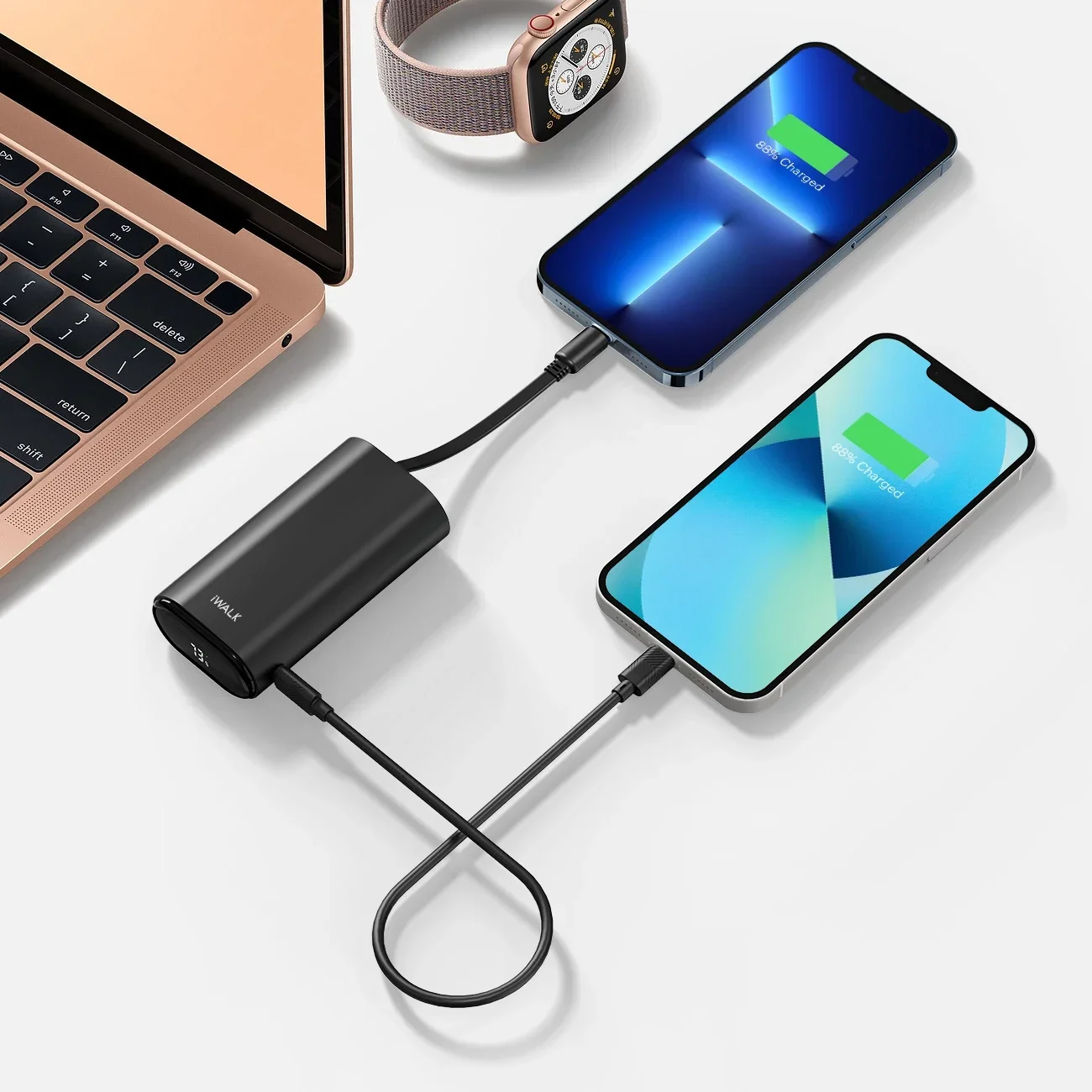 Banco de potência móvel de grande capacidade iWALK, bateria externa portátil, 9600mAh, carga rápida, atualização de telefone grande Powerbank