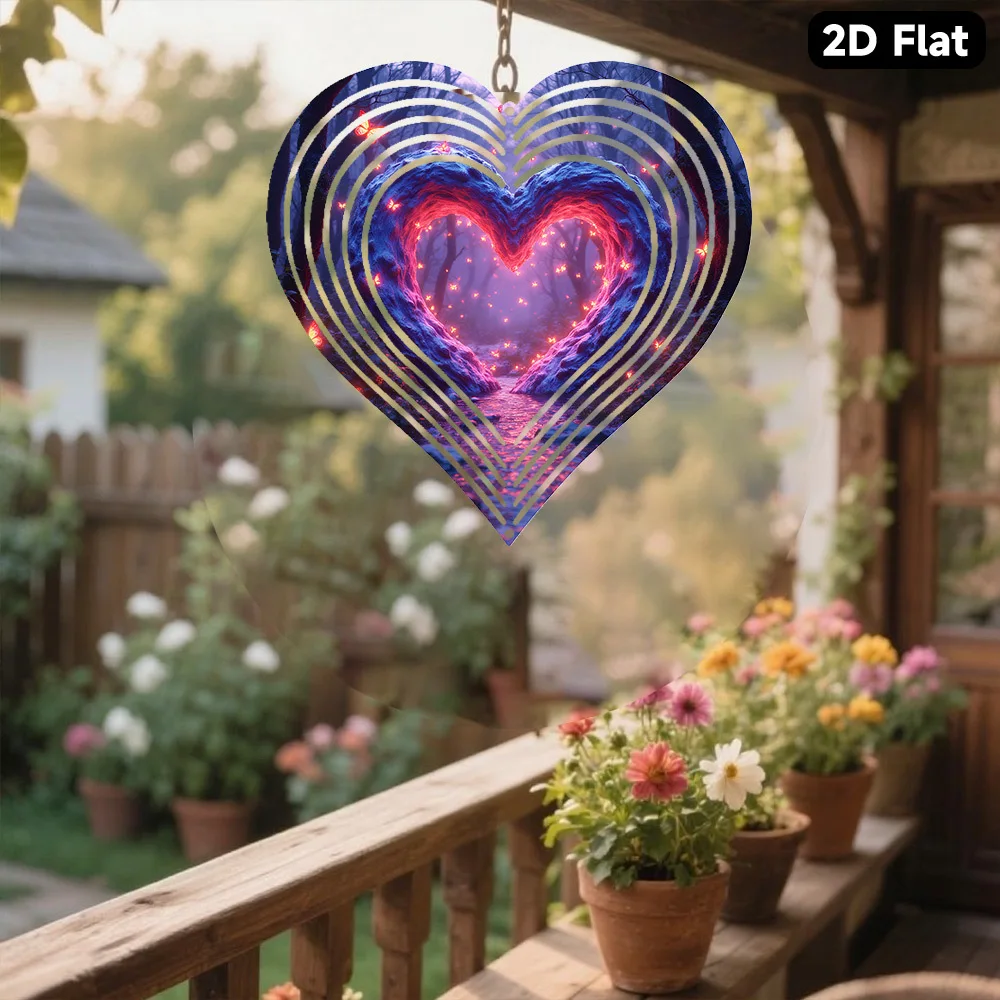 2D FlatDimensional Flat Metal Wind Chime, Decorative Hanging Piece, Inspired by a Magical Forest Getaway Featuring a Luminous
