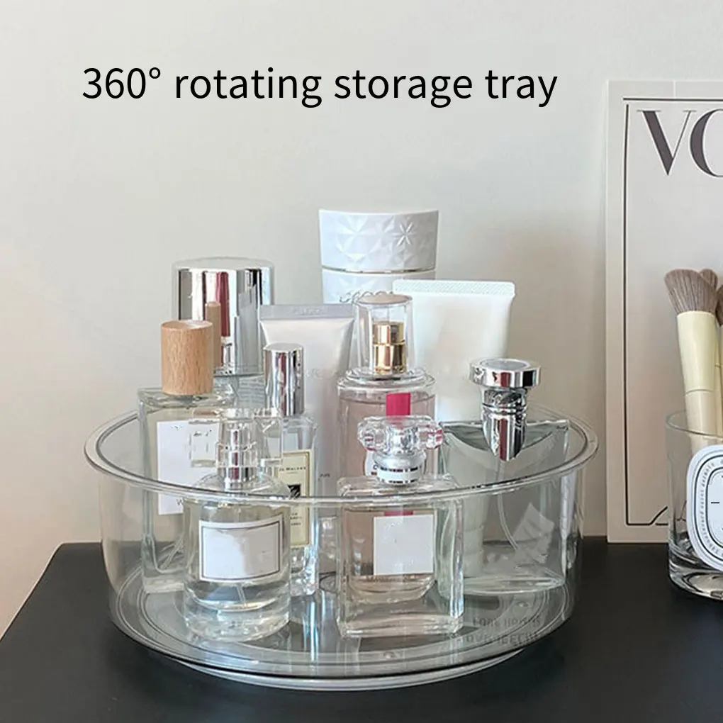 360 Rotation Non-Skid Spice Rack transparent Bathroom Cosmetic Turntable Storage Tray Kitchen Storage Spice Round Rack Plate