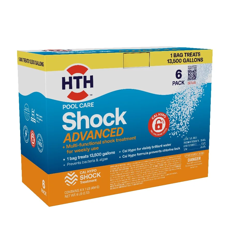HTH Pool Care Shock Advanced — Granules, 6 Pack (6 lb total) — Pool Shock Treatment for Weekly Pool Sanitizing