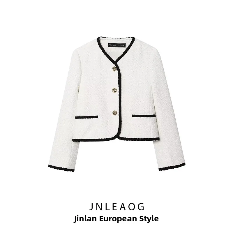 

JNLEAOG Осенняя новинка: Женская модная куртка из искусственного меха с отделкой, роскошная, прямого кроя, с бриллиантовыми вставками, из полиэфирного волокна