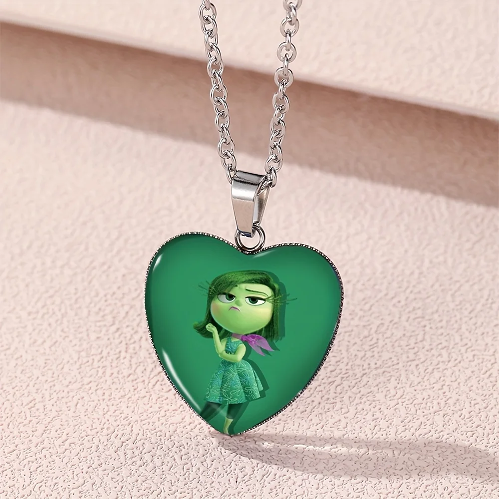 1 pc Animated Movie Peripherals: Mind Agents Cartoon Love Necklace Mood Joy Sadness Anger Disgust Glass Necklace