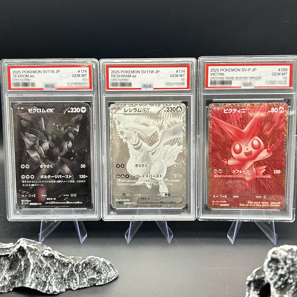 

Коллекционная карта Diy PTCG Victini Reshiram Zekrom, японская версия, классические ограниченные аниме-карты, хобби, игра, коллекционные карты, подарки