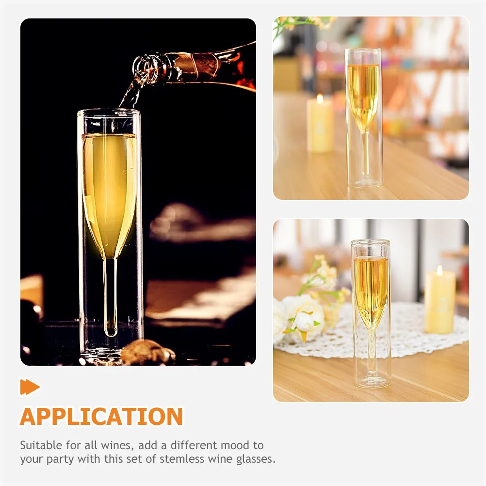 Набор из 2-х бокалов для вина без ножки из высокопрочного боросиликатного стекла, 100 мл, с двойными стенками, для вечеринок, Дня матери, дома и отелей