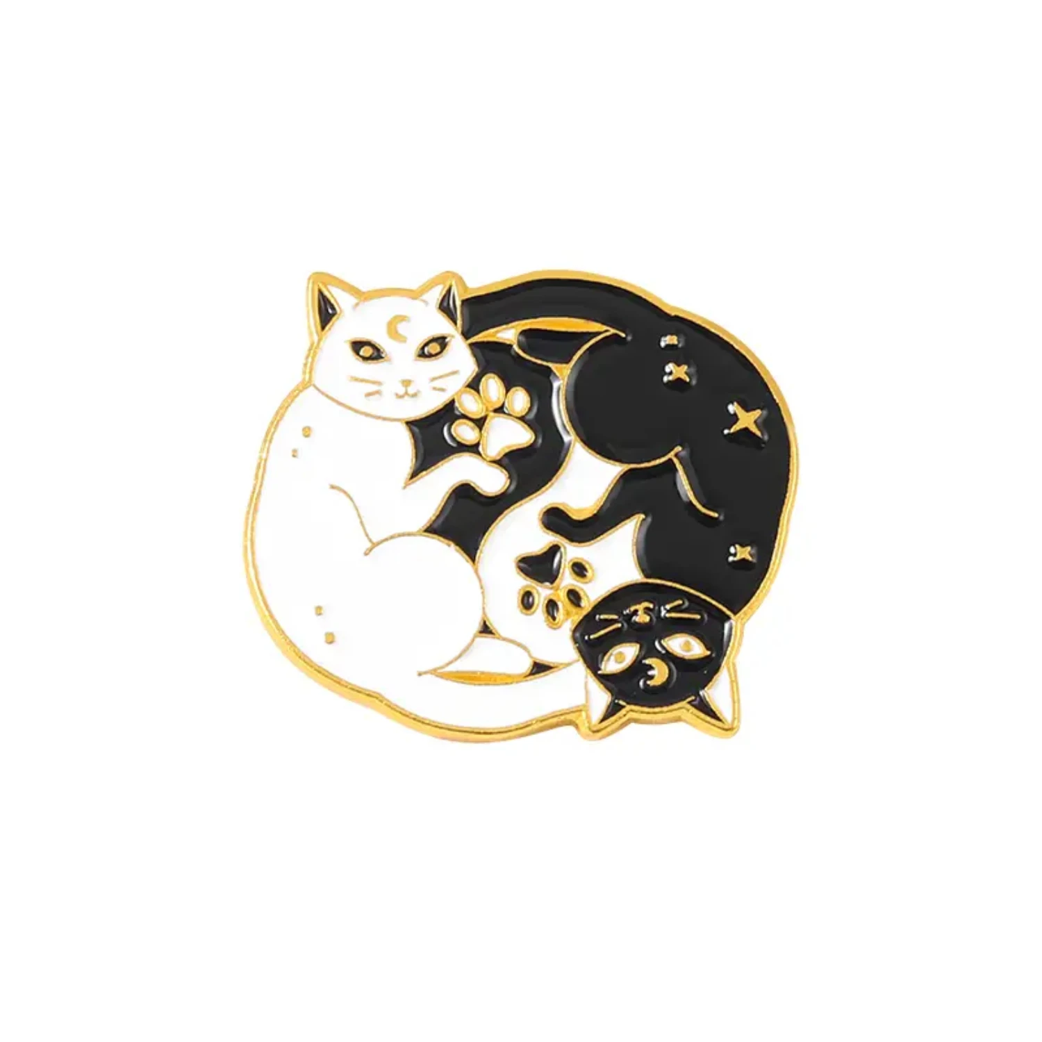 Taichi Animals Enamel Pins Custom Black White Koi Cat Wolf Fox Dragon Brooches Lapel Badges Punk Jewelry Gift For Friends