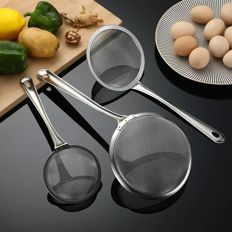 8/11/14/16/18cm Stainless Steel Strainer Juice Soymilk Filter Oil Hot Pot Mesh Leak Vegetable Strainer Clip Home Kitchen Supply