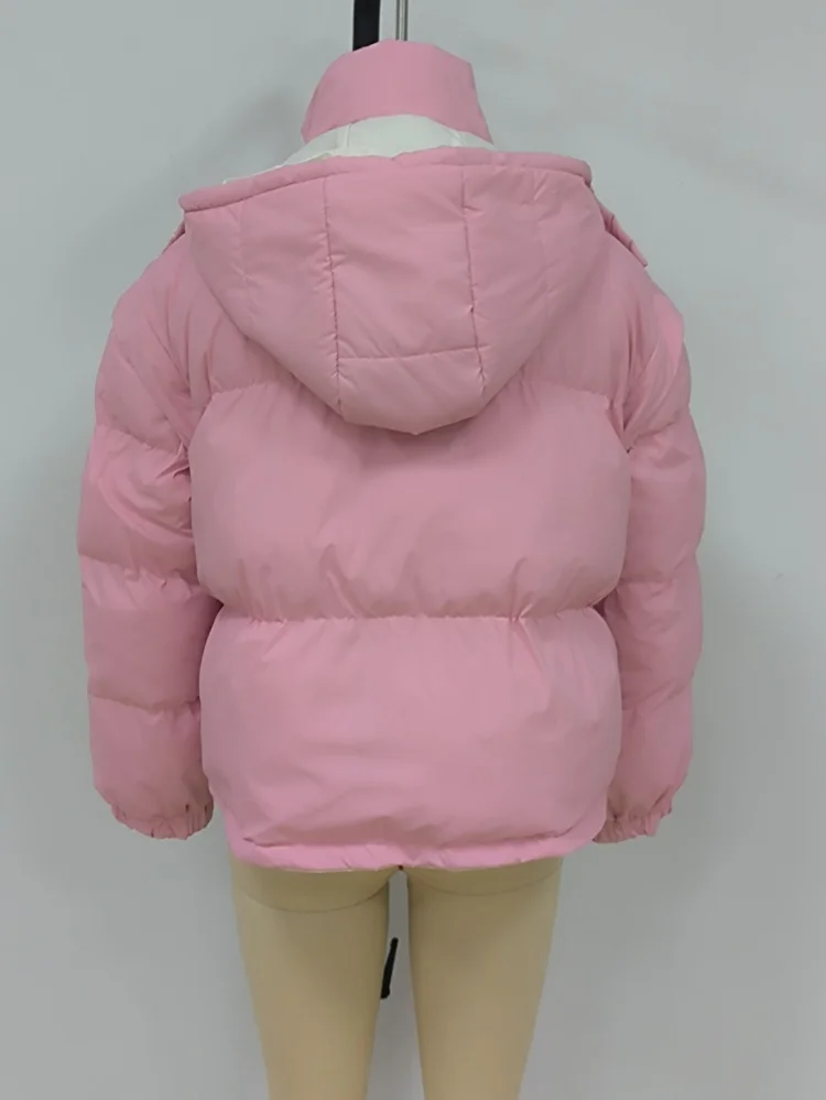 Damen 3-in-1 Pufferjacke, beidseitig tragbar, abnehmbare Ärmel, Oversize-Passform, Kapuzenmantel, lässige Winter-Oberbekleidung für Damen – Detail 2