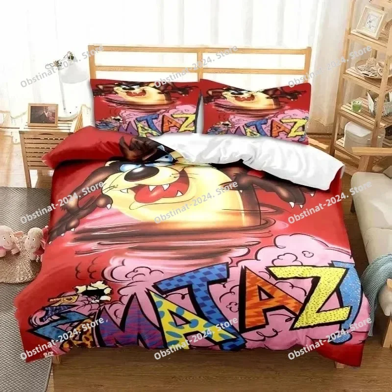

3D Print Cartoon T-Tasmanian Devil Bedding Set Boys Girls Twin Queen King Size Duvet Cover Pillowcase Bed boys Adult Bedroom