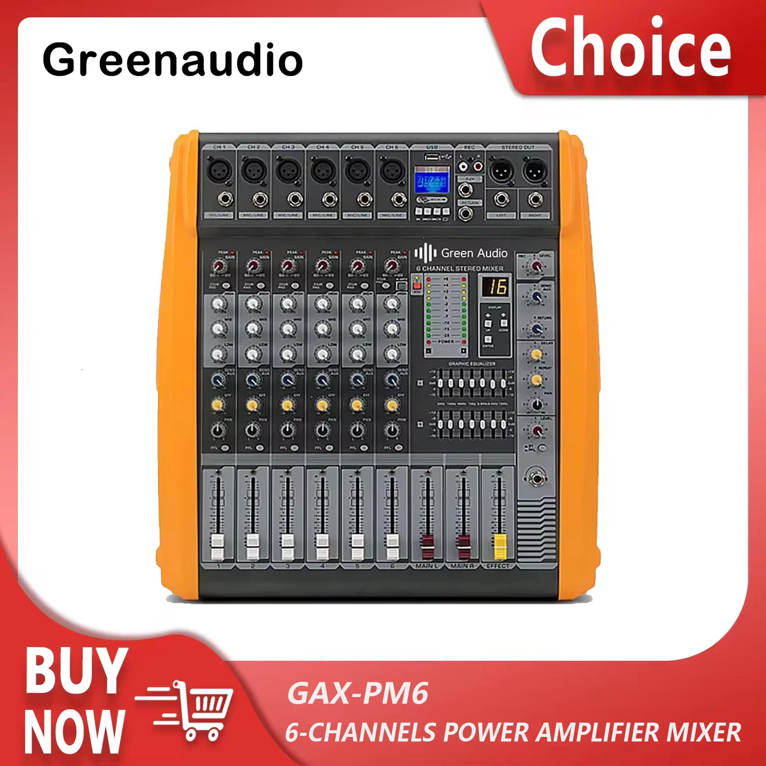 GAX-PM6 Amplifier Suara 6 saluran, profesional, harga bagus untuk panggung DJ, kinerja luar ruangan mudah