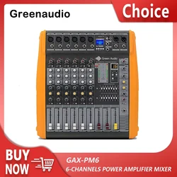 GAX-PM6 Professional 6-Channels Power Amplifier Sound Mixer Good Price for DJ Stage Easy Outdoor Performance