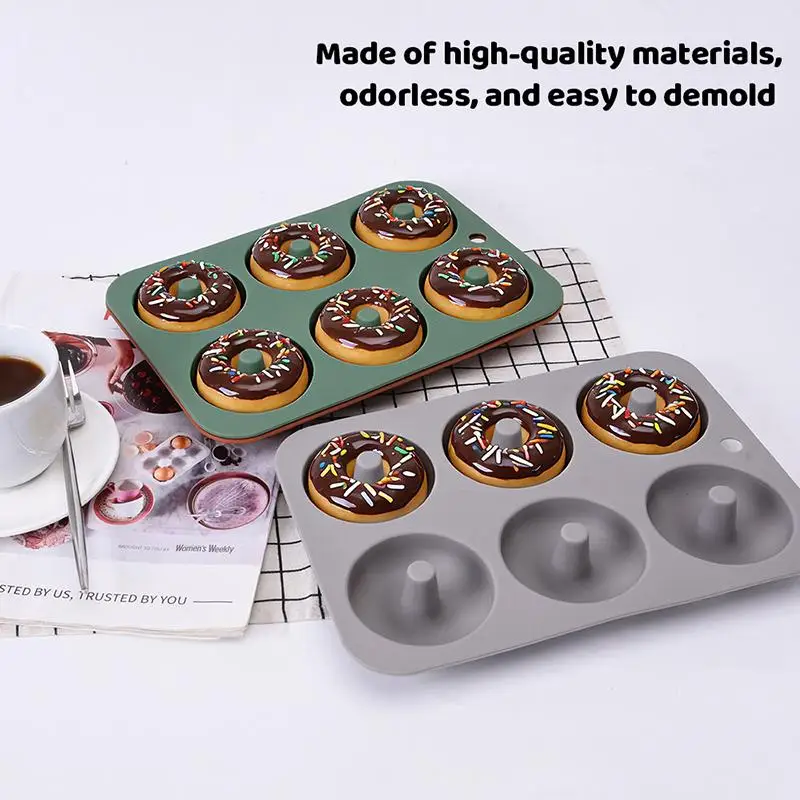 Silicone Donut Mold DIY Handmade Cake Mold Oven-resistant High Temperature Baking Round 6-cavity Cake Mold