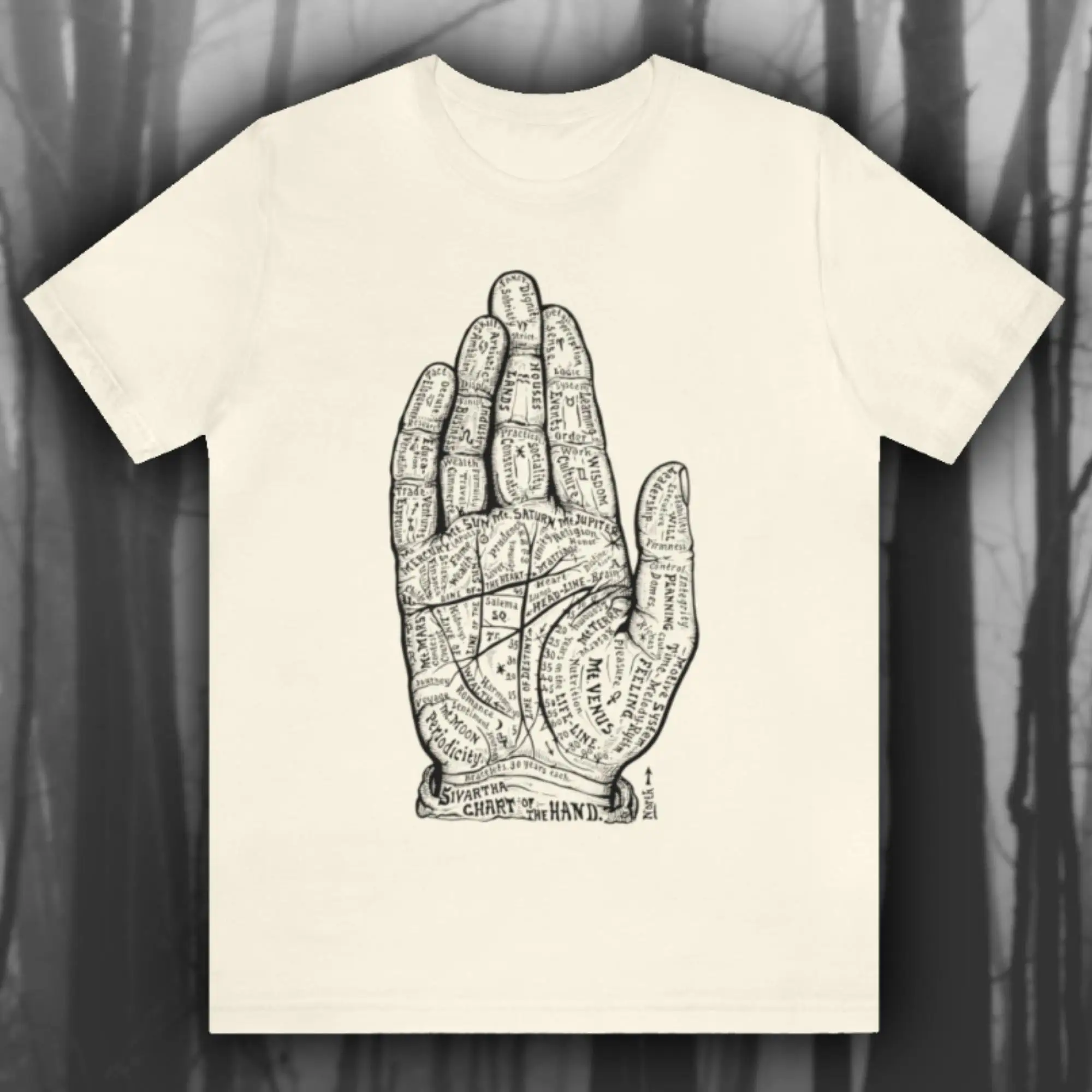 Palm Reading T Shirt Palmistry Mystic Occult Goth Jersey