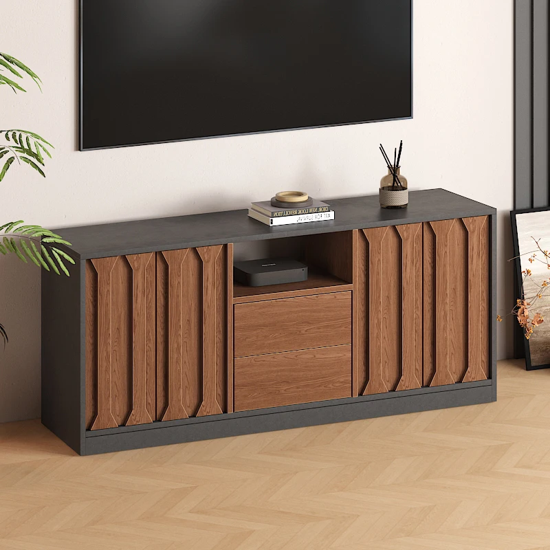 

TV cabinet, living room home 2025 new floor-to-ceiling solid wood storage locker integrated medium and antique high cabinet high
