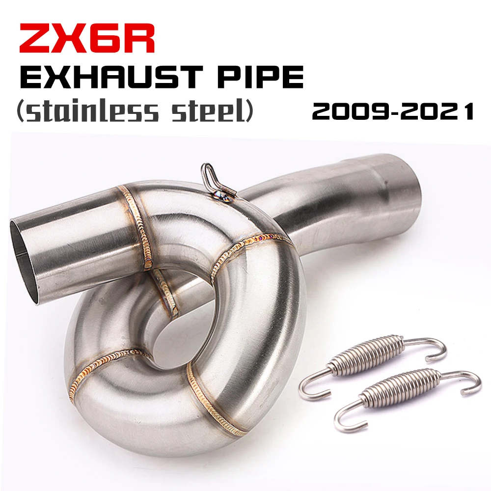 

ZX6R выхлопная труба из нержавеющей стали, выхлопная труба мотоцикла, средняя секция для ZX6R 2009-2019, Moto Racing Exaust, нержавеющая сталь