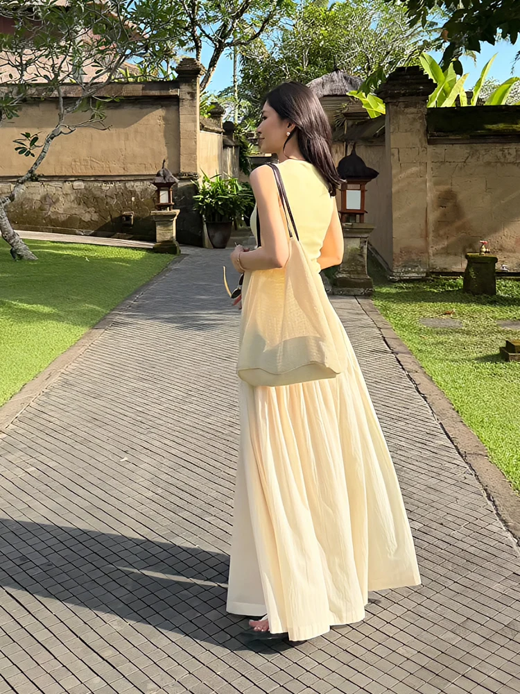 

Le Samedi Cloud Drifting R0W Хлопковые женские летние брюки с завязками на талии, плиссированные, широкие штанины, в стиле Ханьфу, простой корейский стиль