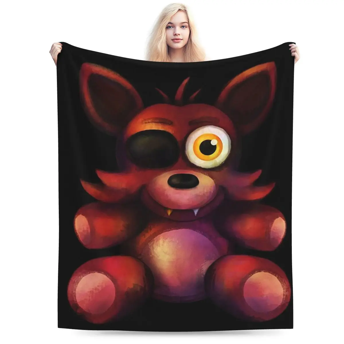 Five-Nights At Freddy's-Fnaf 4 - Foxy Plush Blankets Soft Warm Flannel Throw Blanket Plush for Bed Living room Picnic Home Sofa