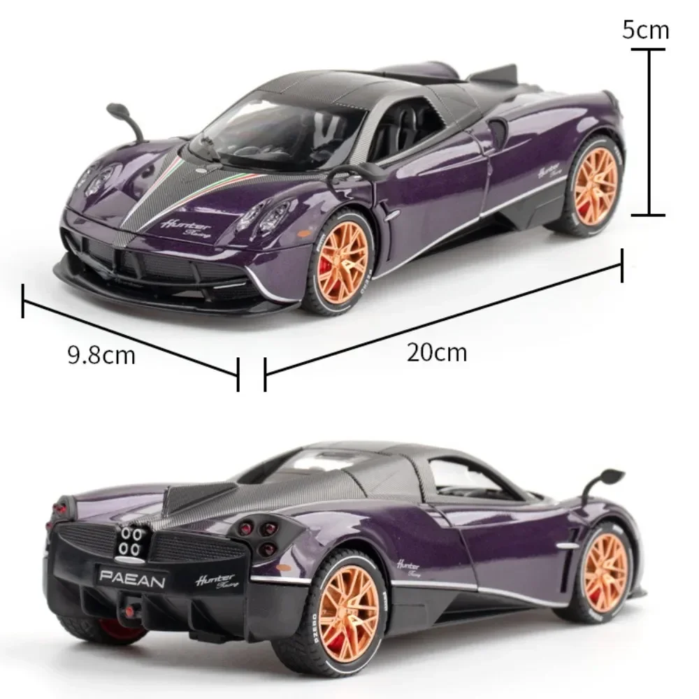 Pagani huayra-子供向けの合金スポーツカーモデルのおもちゃ、1:22合金ダイキャスト、ミニチュアスーパーカー、ドアが開いた、音が軽い、引き戻す、フェスティバルギフト