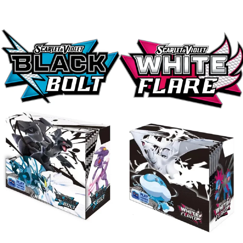 4-36Pack 40-360PCS English Pokemon Card Black Bolt White Flare Booster Box Battle Pokemon Trade Card Transaction Gift