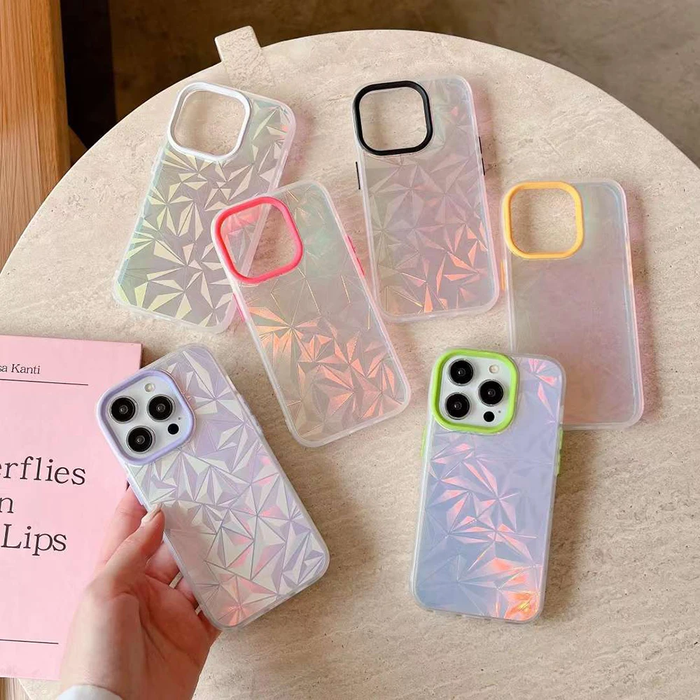 Luxury Colorful Laser Glitter Diamond Clear Case For iPhone 14 12 11 13 Pro Max X XR XS 7 8 Plus Soft Silicone Shockproof Cover