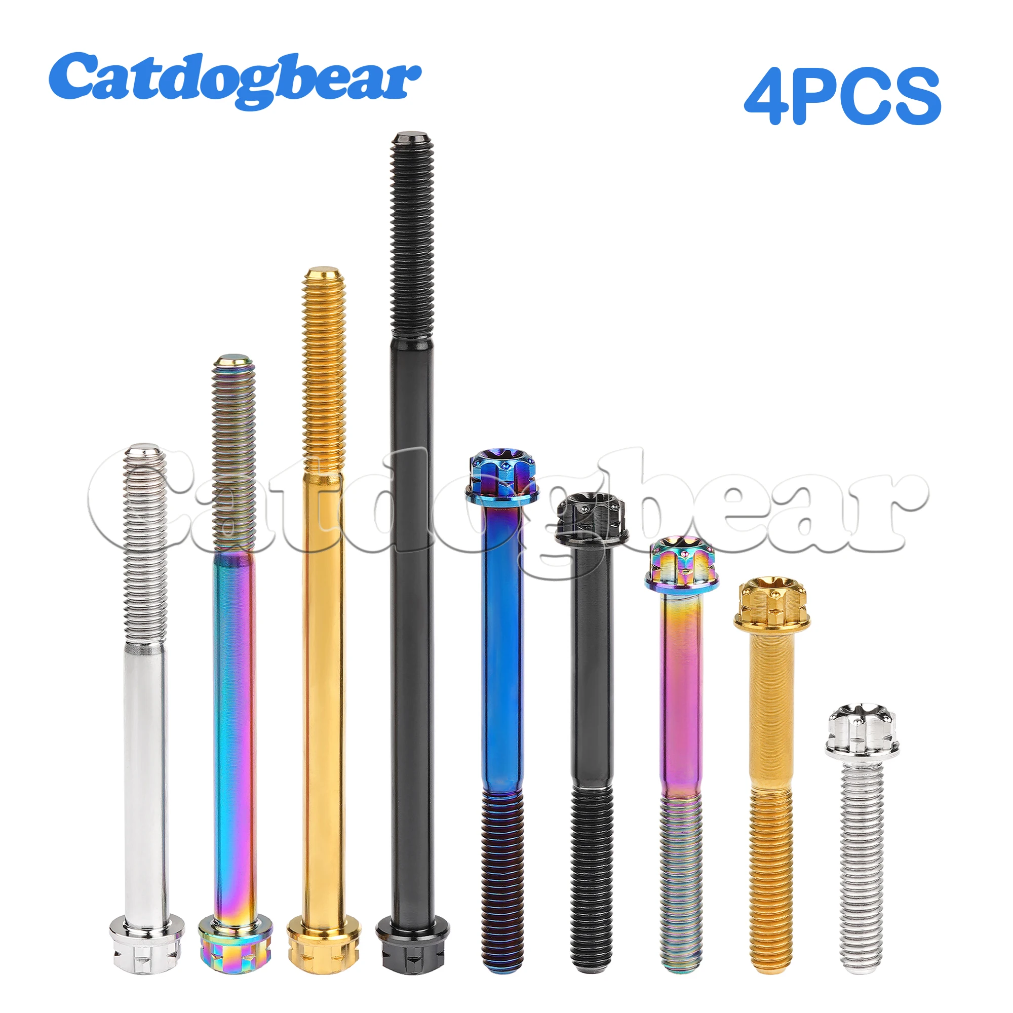 Titanium Flange Bolt 4PCS M5x6 10 15 20 25 30 35 40 45 50 55 60 65 70 75 80 85 90mm T25 Torx  for Car and Motorcycle