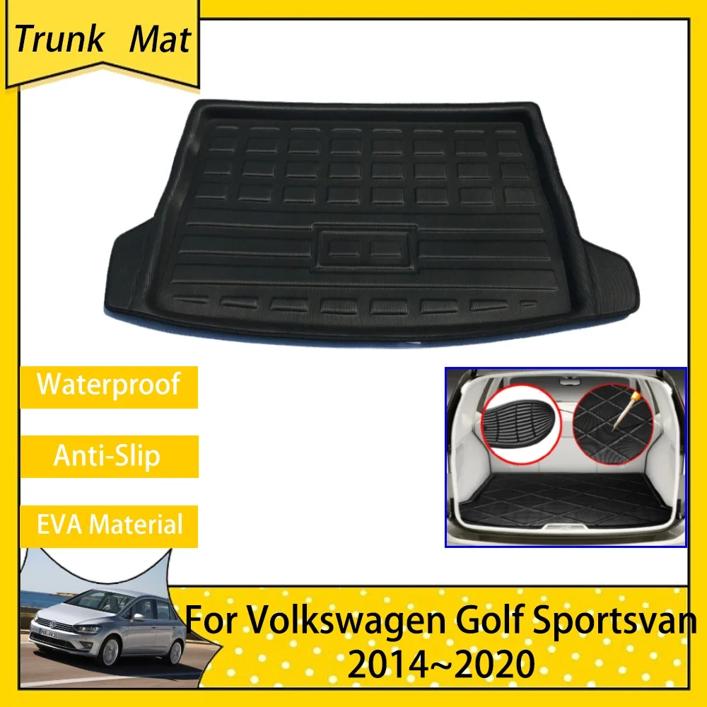 Car Trunk Mat for Volkswagen VW Golf Sportsvan 2014~2020 Waterproof Rear Boot Cargo Floot Tray Carpet Accsesories 2015 2016 2018