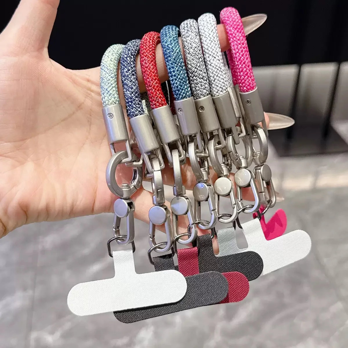 

Keychain Lanyard Heavy Metal Keyring Pendant for Mobile String Short Lanyard Keys Anti-lost Cellular Accessory Universal Rope