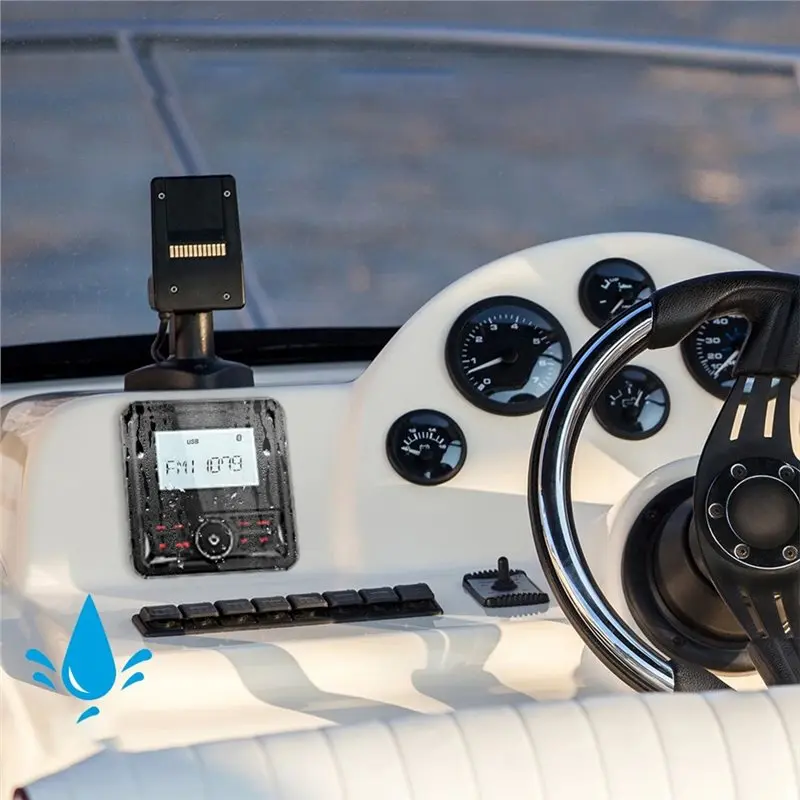 تتجه قارب راديو نظام FM/AM هوائي مربع البحرية راديو/مكبر الصوت مقاوم للماء بلوتوث مشغل الوسائط MP3 #4