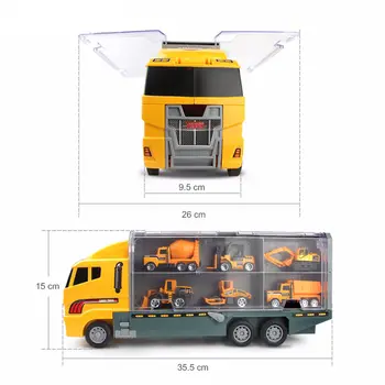 Grandi camion, set di mini modelli di auto in lega pressofusa, giocattoli, veicoli, camion da trasporto, elicottero, carro armato, camion dei pompieri, giocattoli per bambini 10 best sales camion pressofusi - №7