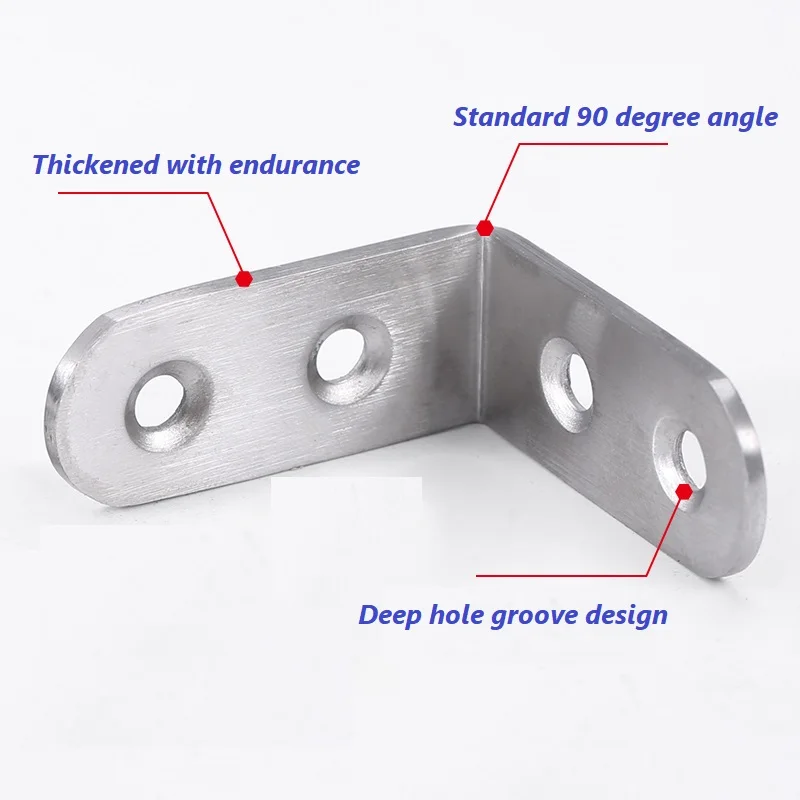 Winkelcode aus Edelstahl, 90-Grad-rechtwinkliger Code, L-förmiger Winkelcode-Anschluss, verdickter Winkelcode, L-förmige Halterung