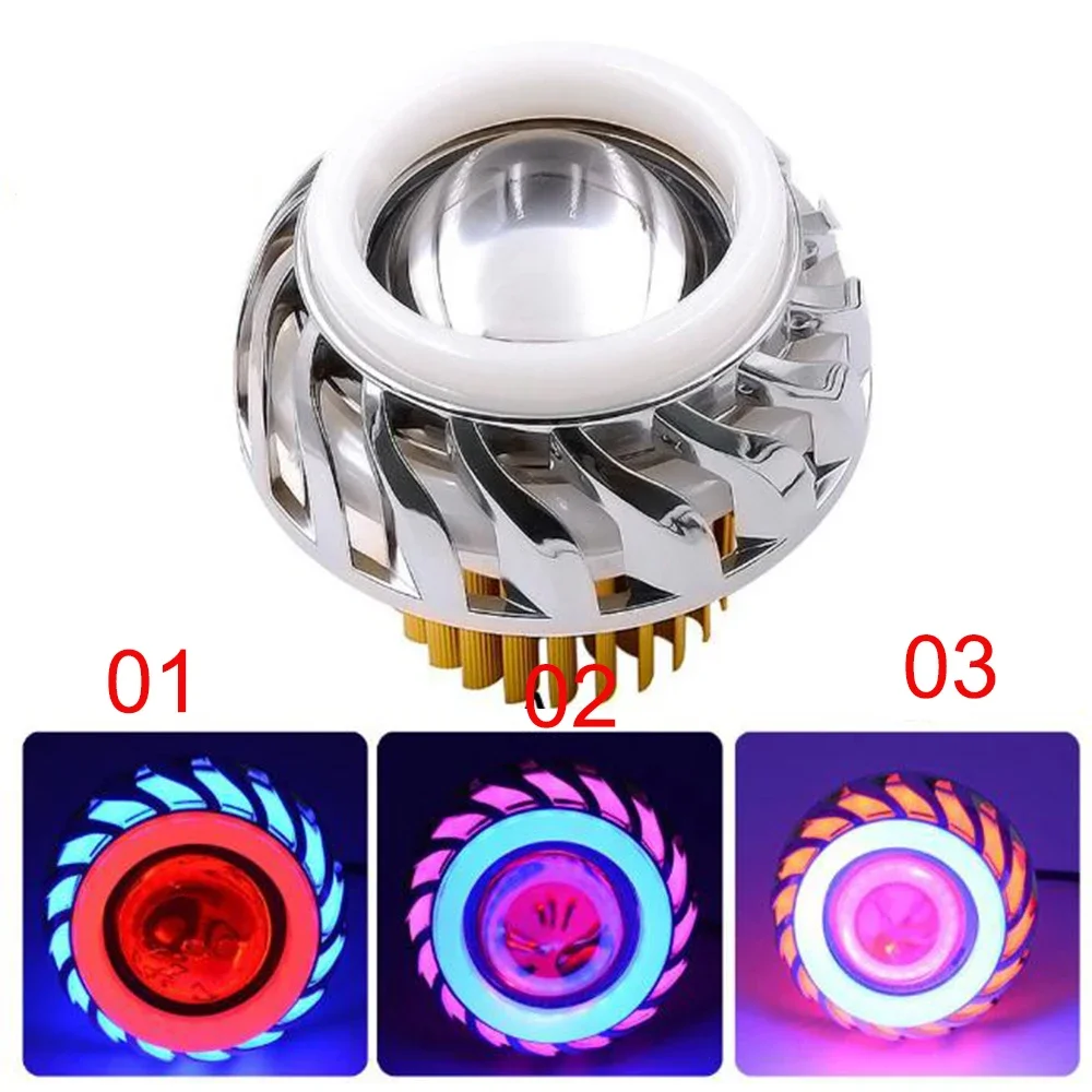 12V-85V Double Halo Angel Devil Eye Motorcycle Headlight Moto Lamp Hi / Lo LED Fog Spot Head Light Energy-Saving Durable#296959