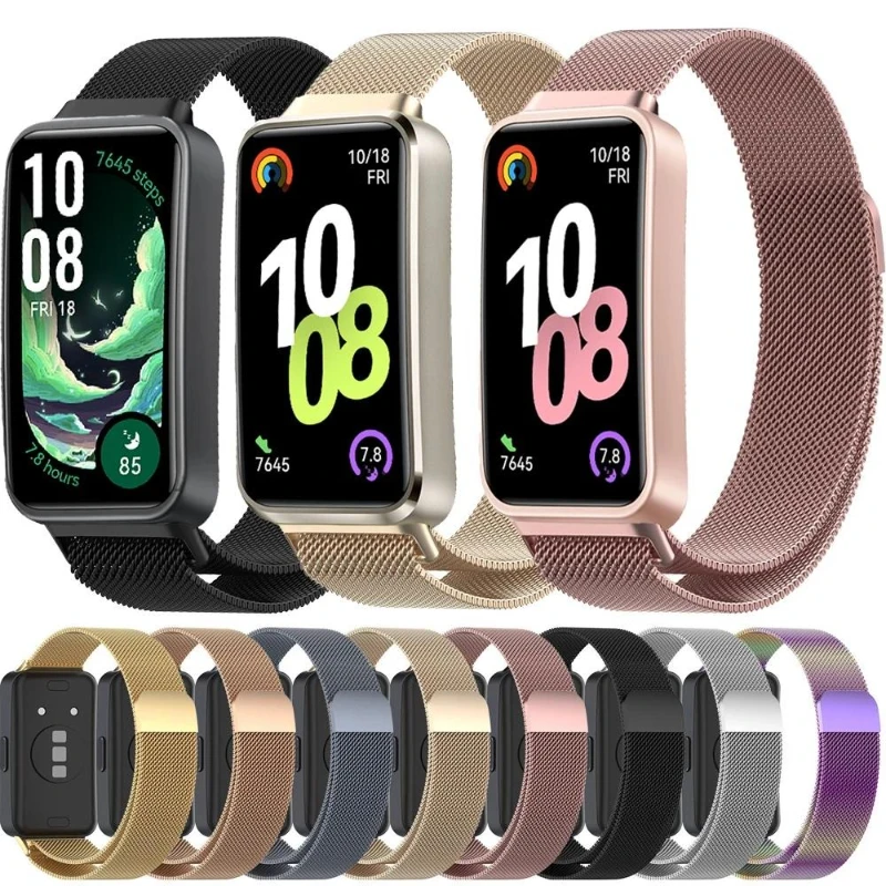 Luxuriöses Milanese-Loop-Armband für Huawei Band 10 9 8, magnetisches Metallarmband für Huawei Band 10 9 Armband Correa-Zubehör