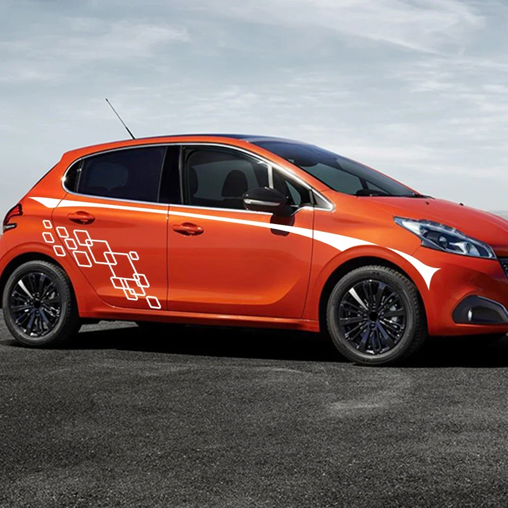 

For Peugeot 208 Car Door Side Stickers Auto Decal Kit Wrap Vinyl Film Waterproof Vehicles PVC Stickers Exterior Car Accessories