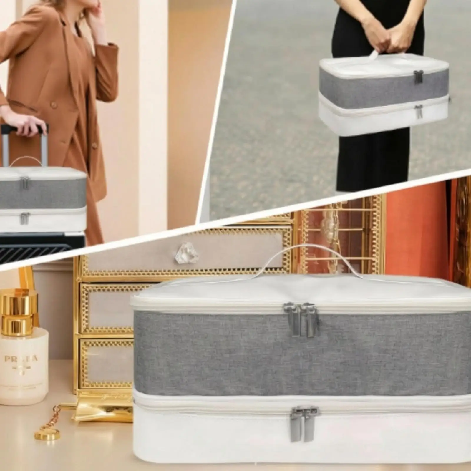 Compact Hair Styling Travel Storage Bag for Salon Tools Accessories with Hook Loop Straps for Travel Safety