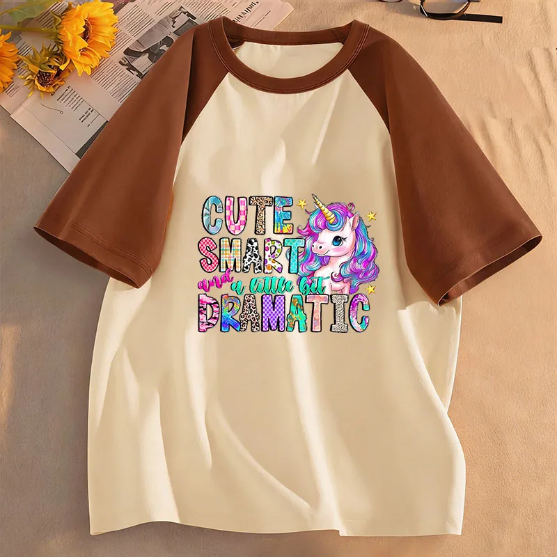 

kawaii unicorn shirt Design T-Shirt Printed T Shirt Girls' Summer Clothes Short Sleeve Tops T-Shirts Cute kids Clothing