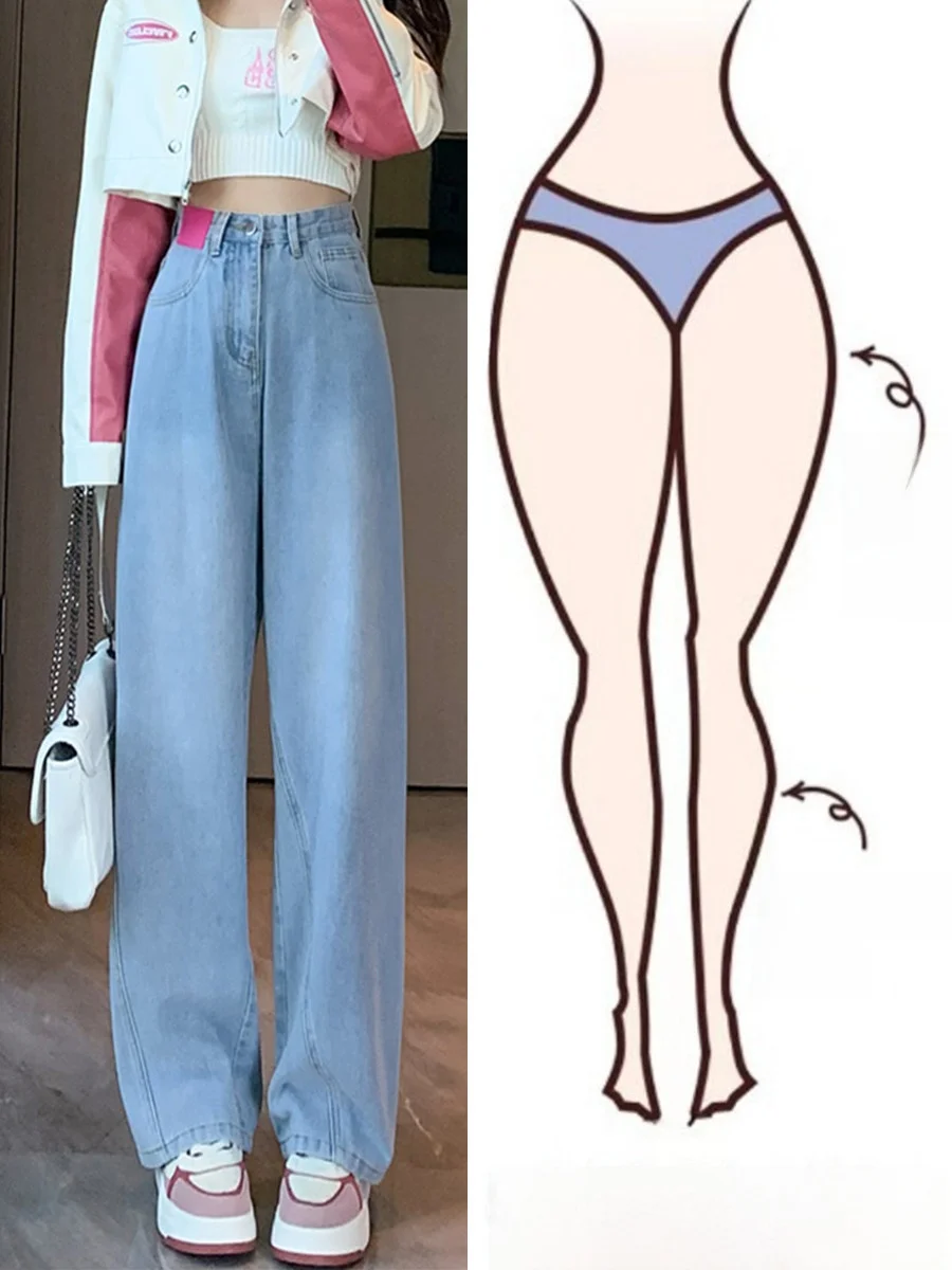 

High Waist Wide Leg Jeans Women's Loose Fit High Street Style Pear Shape Body Slimming Long Pants Autumn Winter plus Size