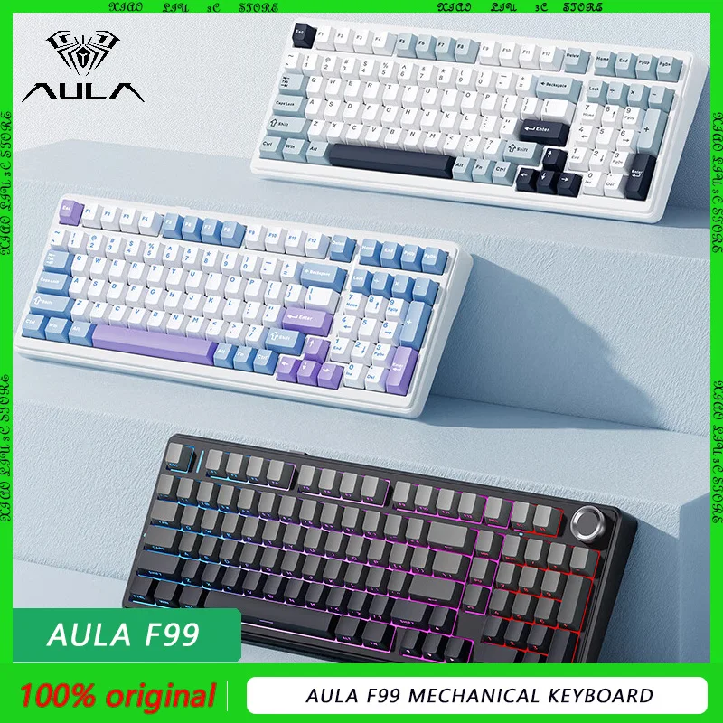 

AULA F99 PRO Mechanical Keyboard 3-Mode Bluetooth 5.0/2.4g Wireless RGB Hot Swappable Gaming Office Customization Keyboard