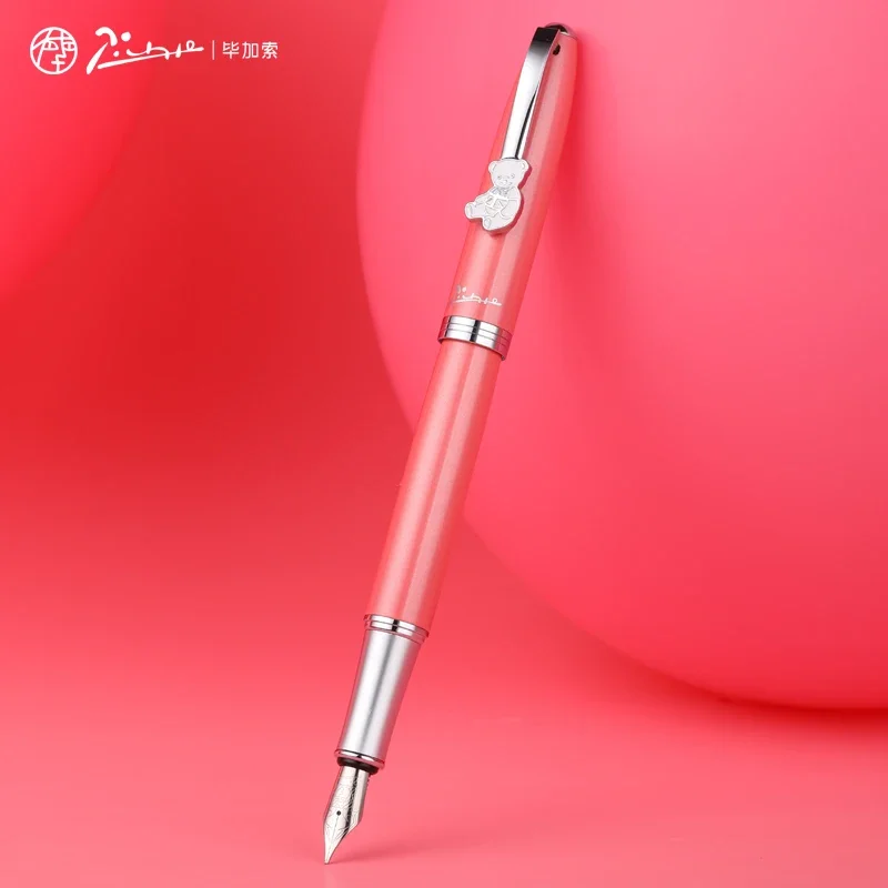 

Pimio Picasso 922 Pink White Green Purple Metal Fountain Pen Cute Teddy Series Writing for Birthday Gift