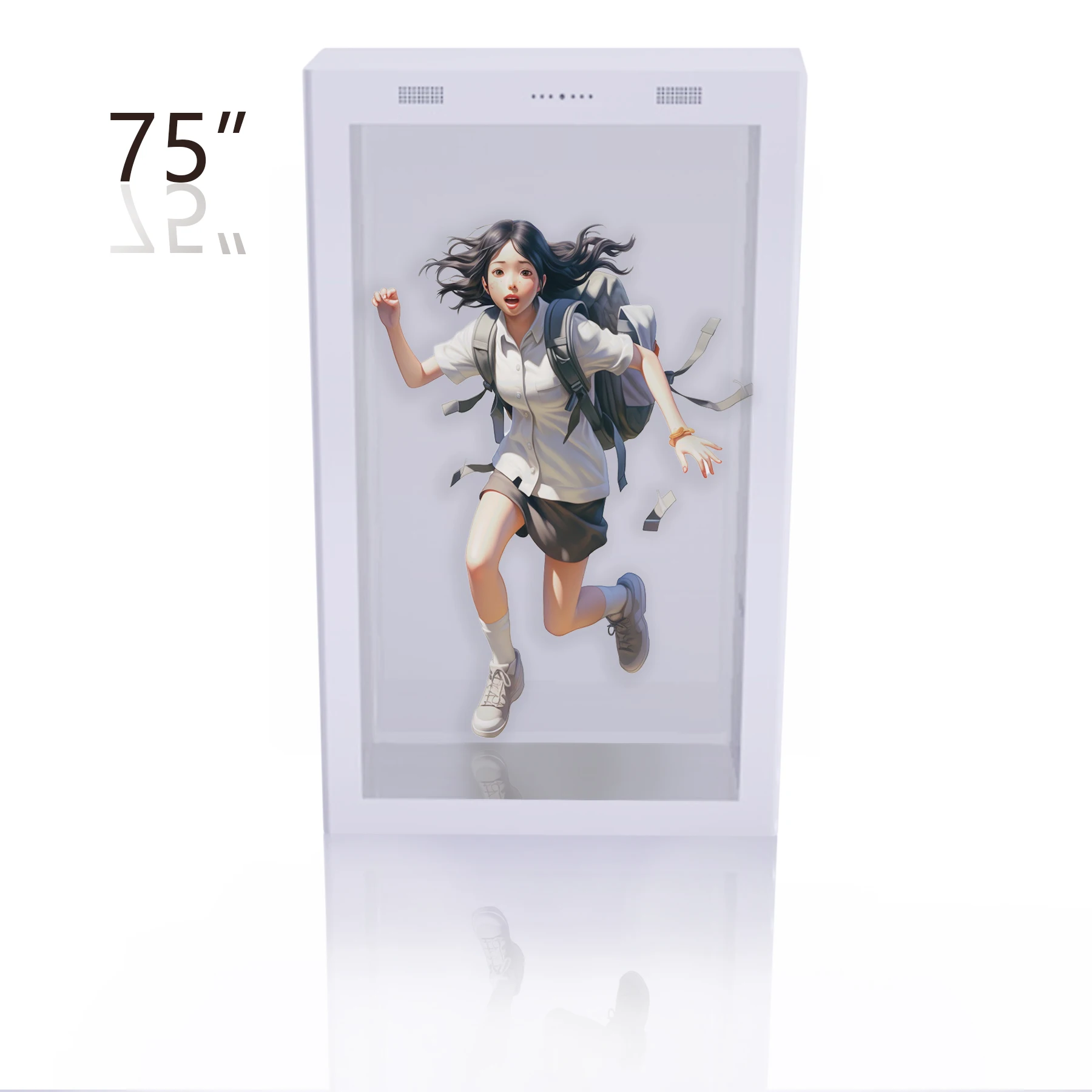 65 75 Scatola pubblicitaria per display LCD touch trasparente interattivo da 86 pollici con sistema Android