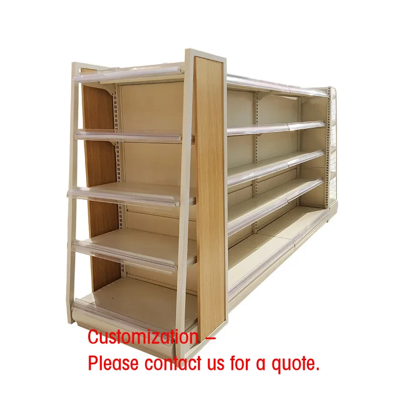 custom.Custom Double-Sided Premium Metallic Supermarket Rack Light Duty Convenience Display Shelves Snack Stationery Stores