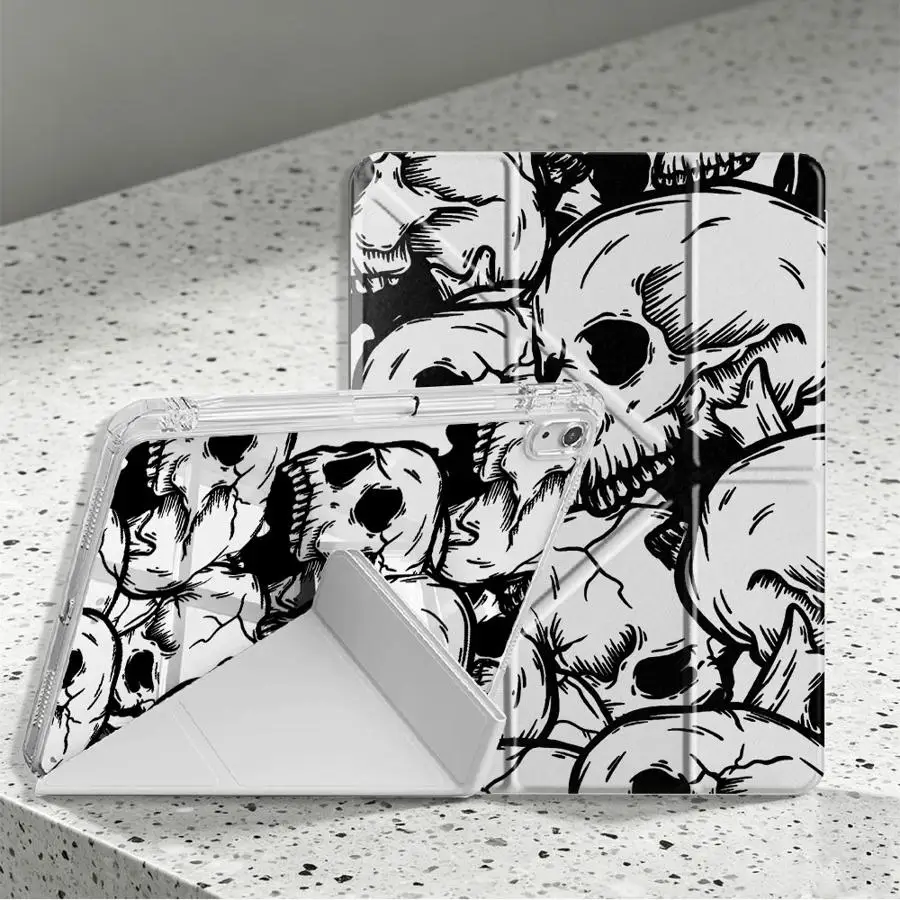 Spook Skull Design With Pen Slot Cover Tablet Case For Samsung Galaxy Tab S10 Lite S7 FE S8 A11 S9 Plus A8 A9 Plus
