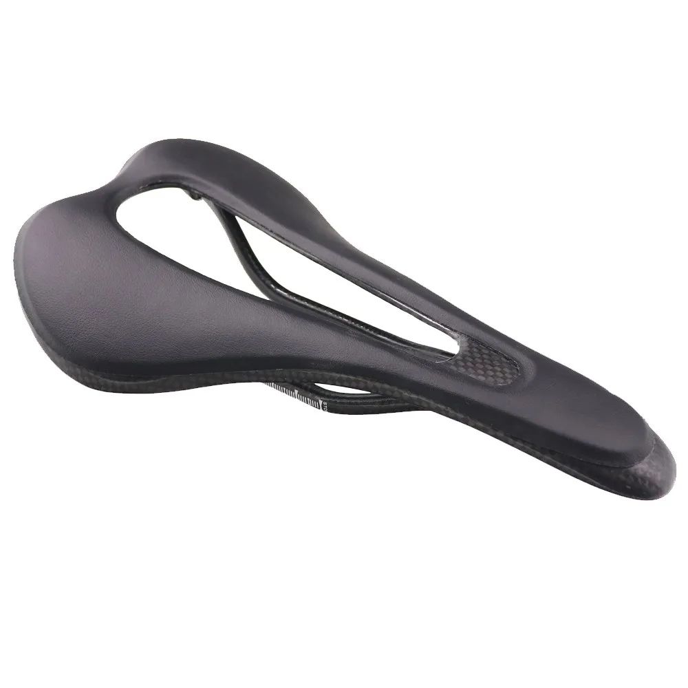 Ultralight Full Carbon Fiber Bicycle Saddle Road MTB Bike Seat Big Hollowed Leather Cushion Cycling Parts