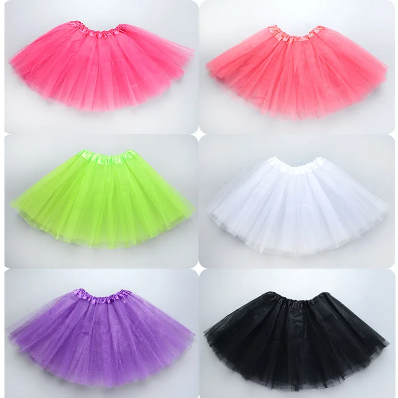 Girl Elastic Ballet Dancewear Tutus Mini Skirt For Birthday Party Dance 3 Layer Tulle Tutu Skirt for Kids Princess 2-8Y Girls