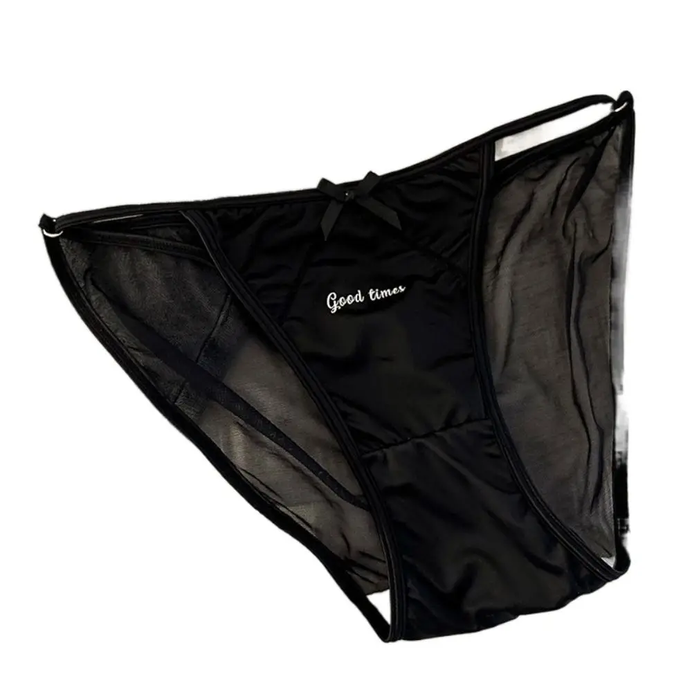 

Underpants Breathable Elastic Satin Cotton Crotch Low Waist Briefs Adjustable Mesh Briefs Korean Style Panties Women Underwear