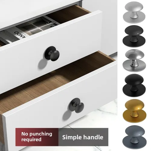 Manija de cajón sin perforaciones, manija redonda autoadhesiva de acero inoxidable, puerta de ventana de armario de cocina, 7 colores, 1/3 piezas